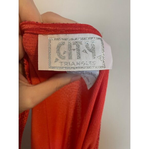 Vintage 90s City Triangles One-Shoulder Rouched Glitter Maxi Slip Dress Size L - Picture 4 of 5